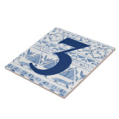 Blue Woodland Animal Ikat House Anschrift Nr. 3 Fliese (Seite)