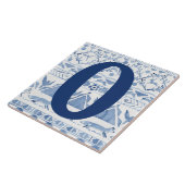 Blue Woodland Animal Ikat House Anschrift Nummer 0 Fliese (Seite)