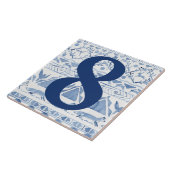 Blue Woodland Animal Ikat House Anschrift Nummer 8 Fliese (Seite)