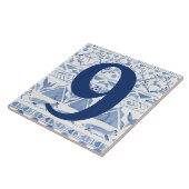 Blue Woodland Animal Ikat House Anschrift Nummer 9 Fliese (Seite)