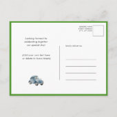 Blue Woodland Animal Toys Niedlich Script Baby Dus Einladungspostkarte (Rückseite)