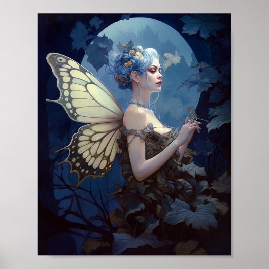 Blue Woodland Faiasy Fantasy Art Poster (Vorne)