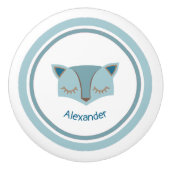Blue Woodland Fox Face Keramik Knochen Keramikknauf (Vorderseite)