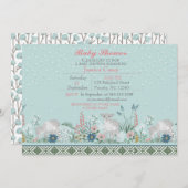 Blue Woodland Lamb Baby Shower Einladungskarte Einladung (Vorne/Hinten)