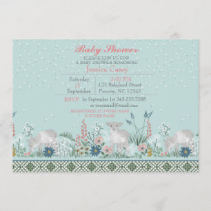 Blue Woodland Lamb Baby Shower Einladungskarte Einladung