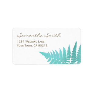 Blue Woodland Wedding Fern Adressaufkleber