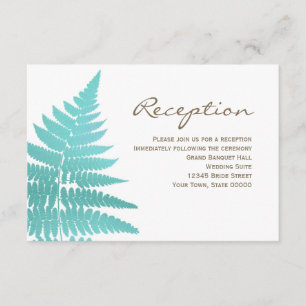 Blue Woodland Wedding Fern Empfang Info Card Begleitkarte