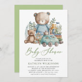 Blue Woodland wir können kaum abwarten Baby Dusche Einladung (Vorne/Hinten)