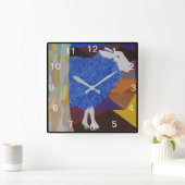 Blue Wool Sheep - Grey Numbers Quadratische Wanduhr (Zuhause)