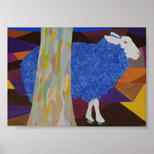 Blue Wool Sheep Poster