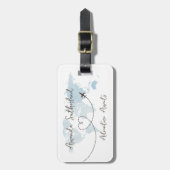 Blue Word Map Adventure Await Individuelle Name Gepäckanhänger (Vorderseite vertikal)