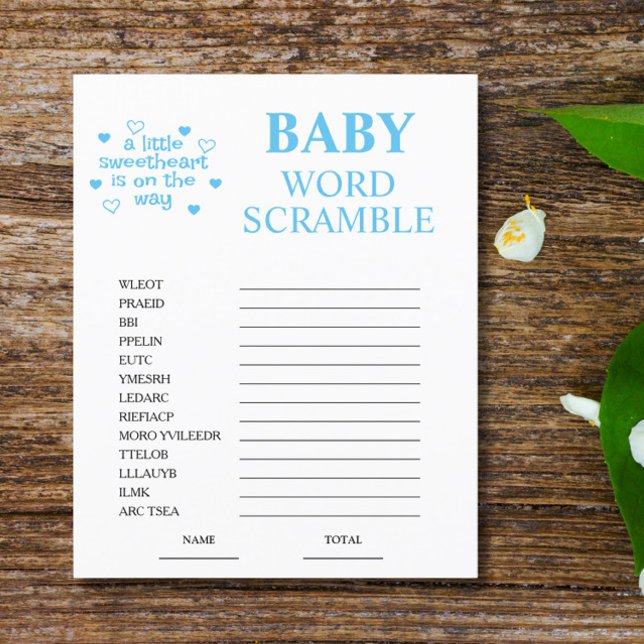 Blue Word Scramble Baby Showspiel (Von Creator hochgeladen)