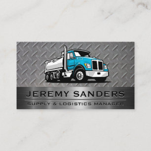 Blue Work Truck Business Card Stahl und Metall Visitenkarte
