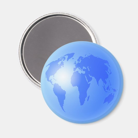 Blue World Globe Magnet (Vorderseite/Rückseite)