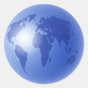 Blue World Globe Runder Aufkleber