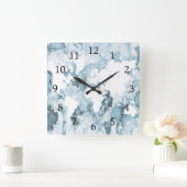 Blue World Map Design 103 Quadratische Wanduhr (Zuhause)