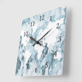 Blue World Map Design 103 Quadratische Wanduhr (Winkel)