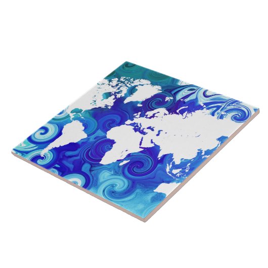 Blue World Map Design 267 Fliese (Seite)