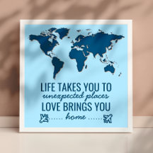 Blue World Map Motivierend Life Typografie Zitat