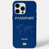 Blue World Map Passport Case-Mate iPhone Hülle (Rückseite)