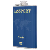 Blue World Map Passport Flachmann (Links)