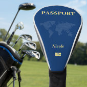 Blue World Map Passport Golf Headcover