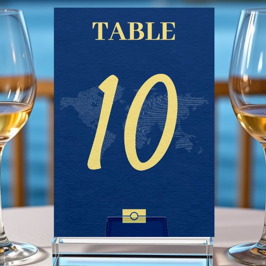 Blue World Map Passport Hochzeit in Urlaubsort Tischnummer