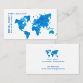 Blue World Map Reise Agent Visitenkarte (Vorne/Hinten)