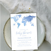 Blue World Map Reiseabenteuer Boy Baby Dusche Einladung