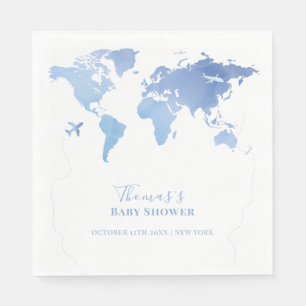Blue World Map Reiseerlebnis Baby Dusche Serviette