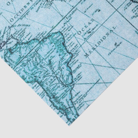 Blue World Map Seidenpapier (Detail)