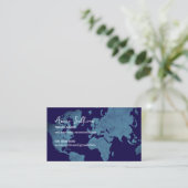  Blue World Map Travel Agent Visitenkarte (Stehend Vorderseite)