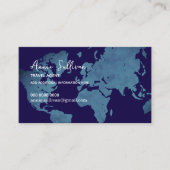  Blue World Map Travel Agent Visitenkarte (Vorderseite)