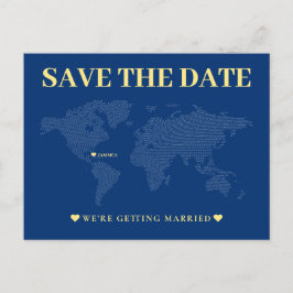 Blue World Map Wedding Postkarte