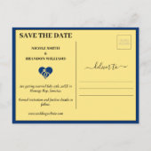 Blue World Map Wedding Postkarte (Rückseite)