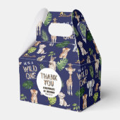 Blue World One Themed Safari Animals Geburtstag Geschenkschachtel (Vorderseite)