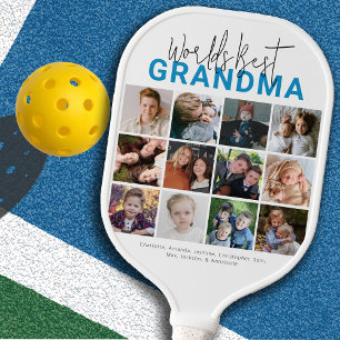 Blue Worlds Best Oma FotoCollage Pickleball Schläger