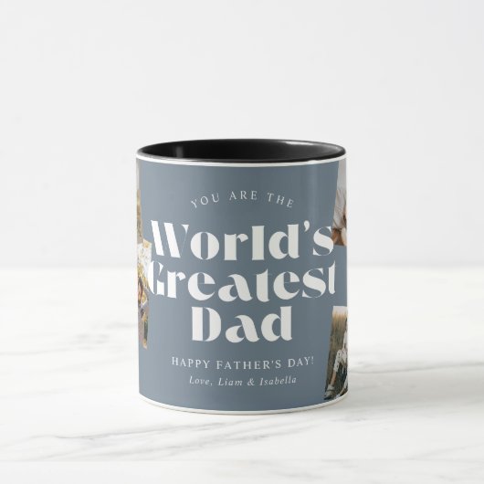 Blue World's Greatest Dad 6 Photo Collage Tasse (Zentrum)