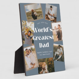 Blue World's Greatest Dad 7 Photo Collage Fotoplatte