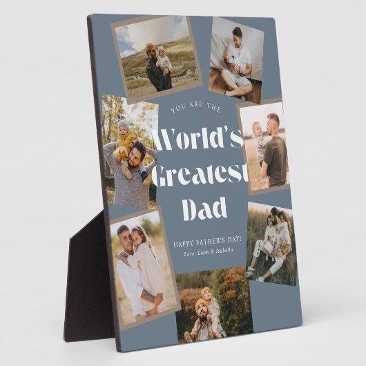 Blue World's Greatest Dad 7 Photo Collage Fotoplatte (Seite)