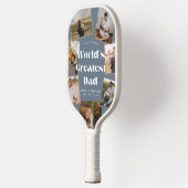 Blue World's Greatest Dad 7 Photo Collage Pickleball Schläger (Links)