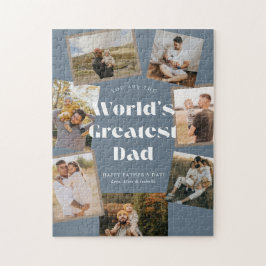 Blue World's Greatest Dad 7 Photo Collage Puzzle