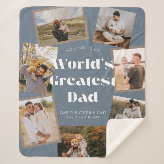 Blue World's Greatest Dad 7 Photo Collage Sherpadecke (Vorderseite)