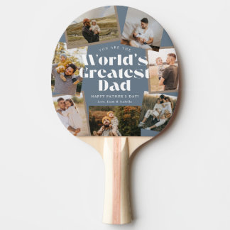Blue World's Greatest Dad 7 Photo Collage Tischtennis Schläger
