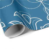 Blue wrapping paper with white floral pattern geschenkpapier