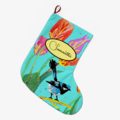 Blue Wren Australian Bird Birds Christmas Strumpf Großer Weihnachtsstrumpf (Vorderansicht (hängend))