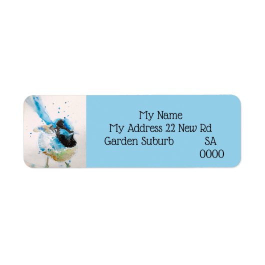 Blue Wren Australian Bird Return Address Labels (Vorne)