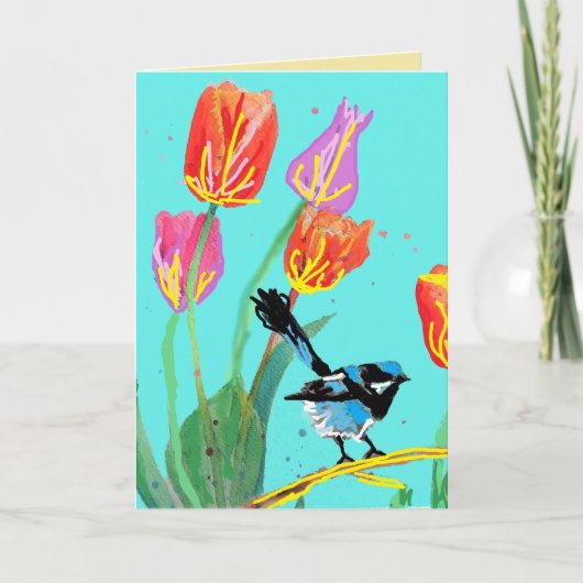 Blue Wren Australian Wrens Birds Birthday Card Karte (Vorderseite)
