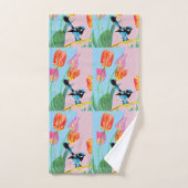 Blue Wren Bird Pink und Blue Blumen Handtuch Set (Handtuch)