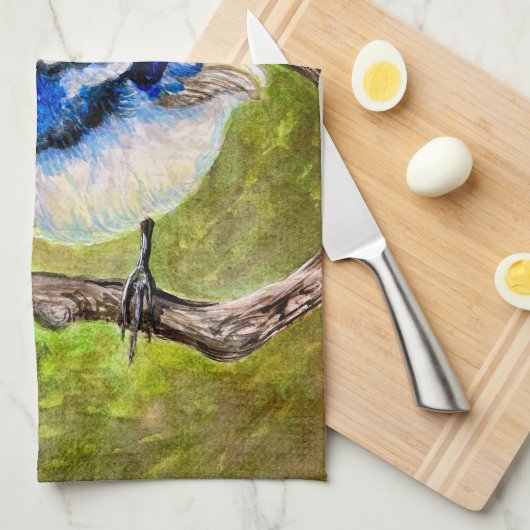 Blue Wren - Geschirrtuch (Viertel Falte)